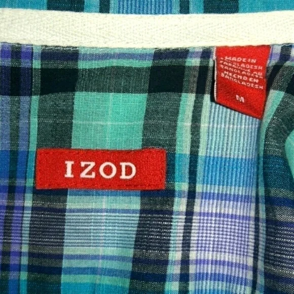 IZOD Plaid Casual Short Sleeve Shirt, M - Picture 5 of 5